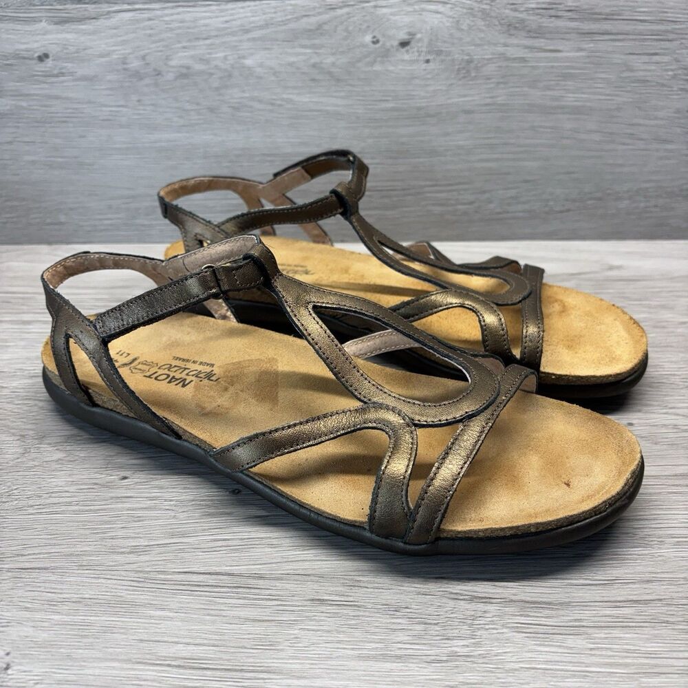 Naot Womens 42 US 11 Dorith Bronze Strappy Leather Sandals Boho Grecian Handmade